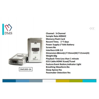 DMS300-3A Standard 3 Channel Holter ECG Recorder with Cardioscan Software